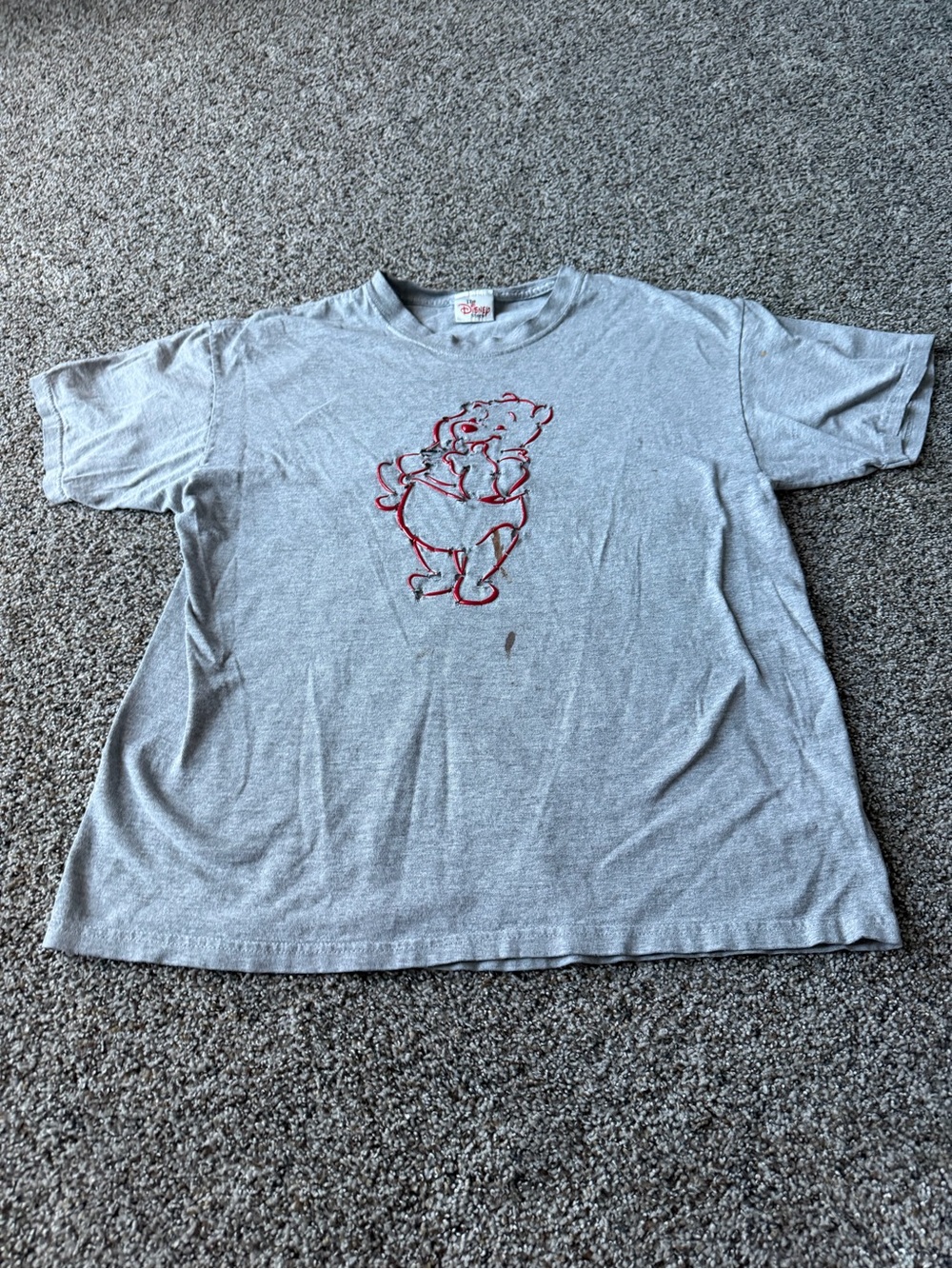 Vintage Disney Store Winnie the Pooh 3D Raised Graphic Distressed Tee XL